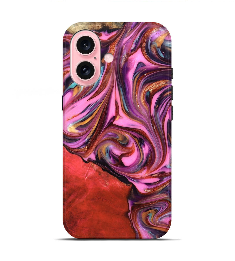 iPhone 16 Wood Live Edge Phone Case - Elvin (Red, 819348)