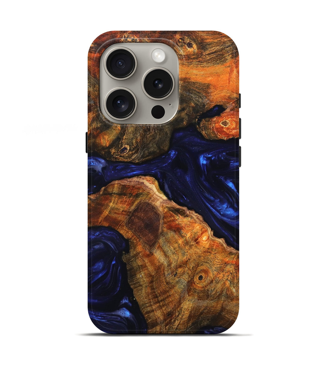 iPhone 16 Pro Wood Live Edge Phone Case - Deann (Blue, 819349)