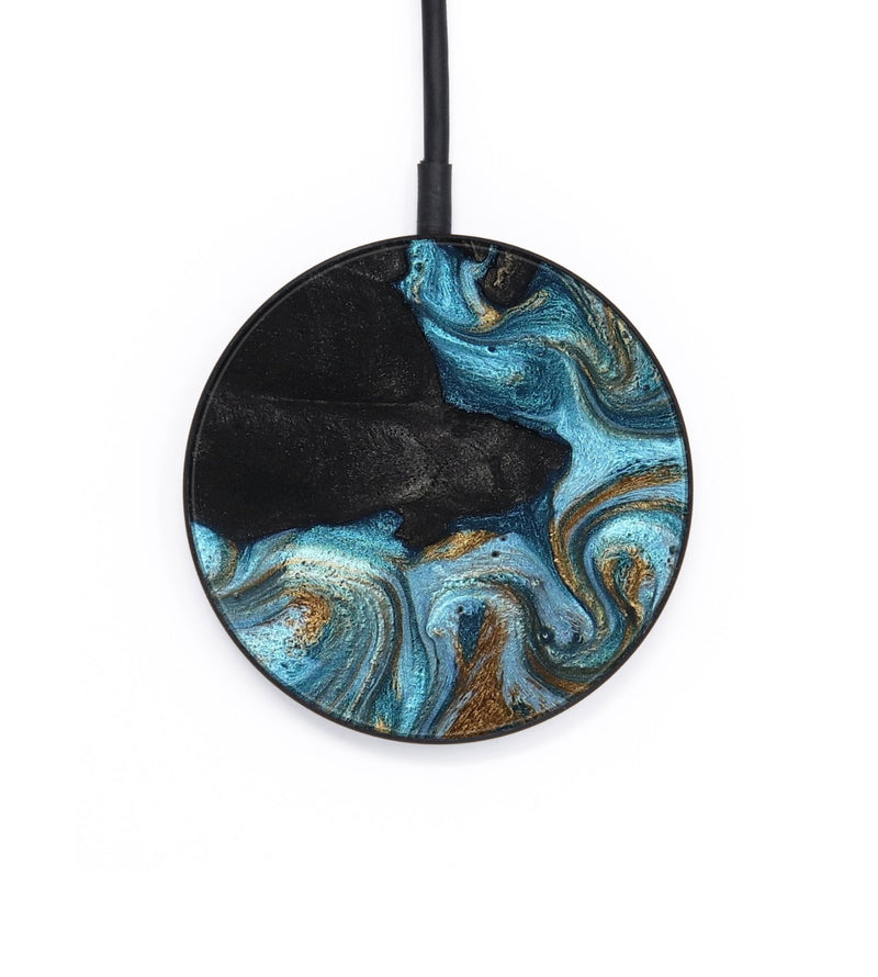 Circle Wood Wireless Charger - Alden (Teal & Gold, 819355)