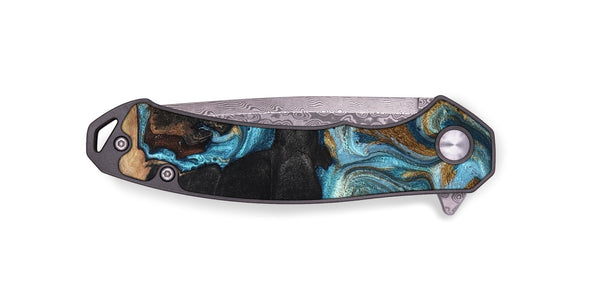 EDC Wood Pocket Knife - Alden (Teal & Gold, 819355)