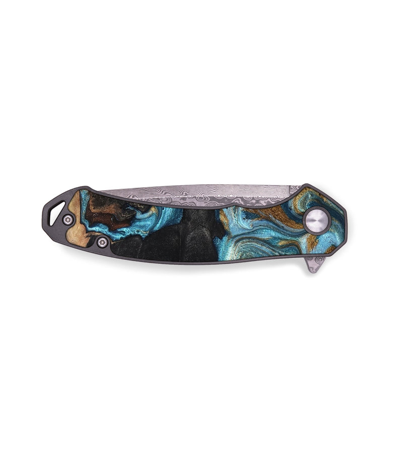 EDC Wood Pocket Knife - Alden (Teal & Gold, 819355)