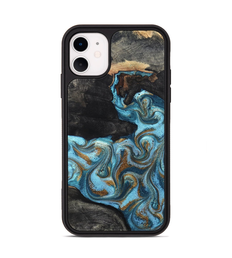 iPhone 11 Wood Phone Case - Alden (Teal & Gold, 819355)