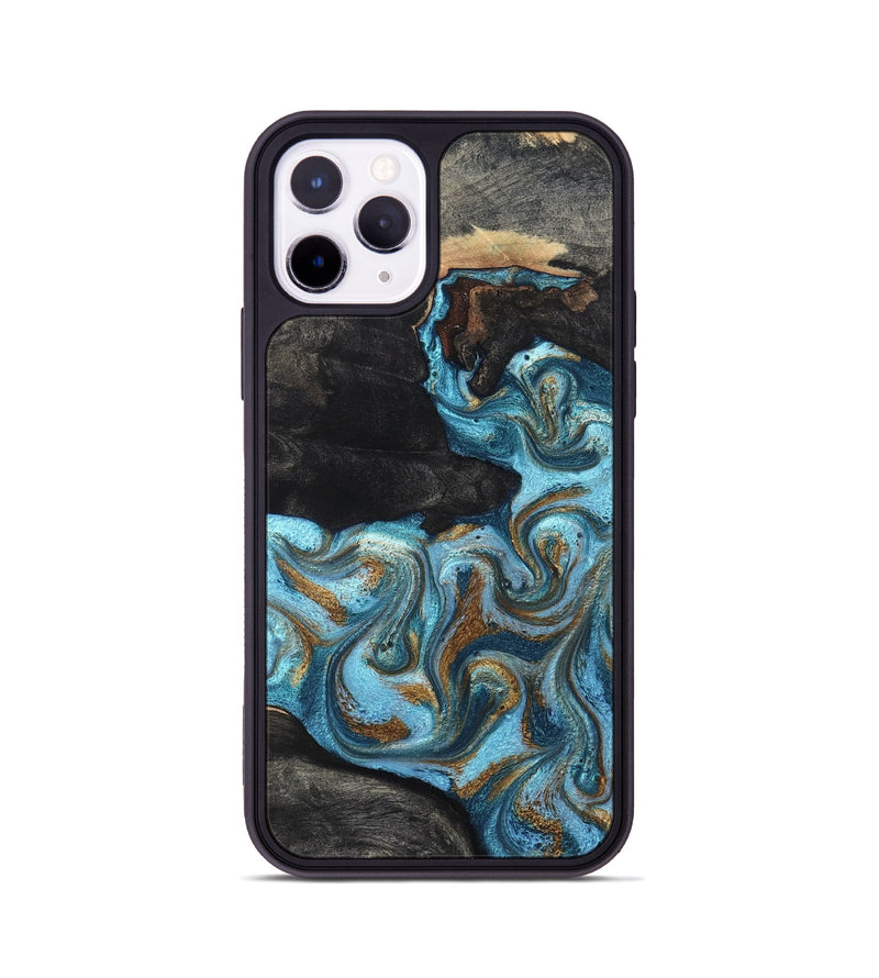 iPhone 11 Pro Wood Phone Case - Alden (Teal & Gold, 819355)