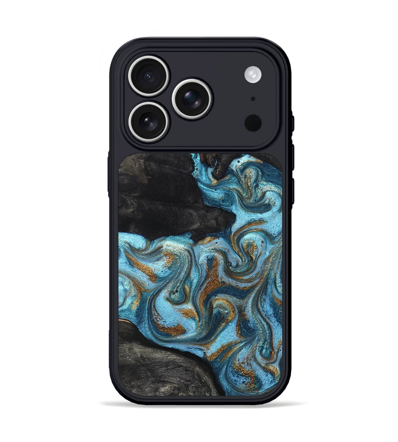 iPhone 17 Pro Wood Phone Case - Alden (Teal & Gold, 819355)