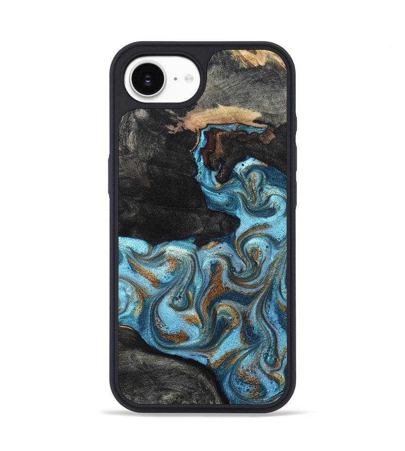 iPhone 17e Wood Phone Case - Alden (Teal & Gold, 819355)