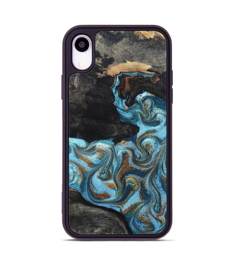 iPhone Xr Wood Phone Case - Alden (Teal & Gold, 819355)