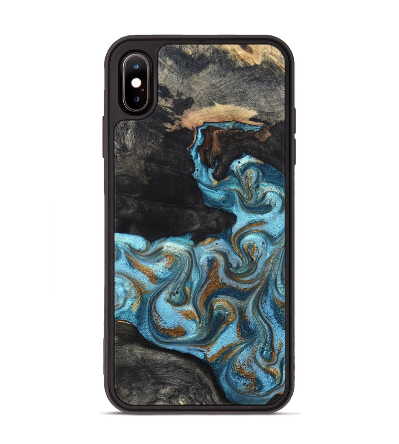 iPhone Xs Max Wood Phone Case - Alden (Teal & Gold, 819355)