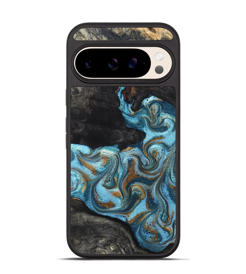 Pixel 10 Pro Wood Phone Case - Alden (Teal & Gold, 819355)