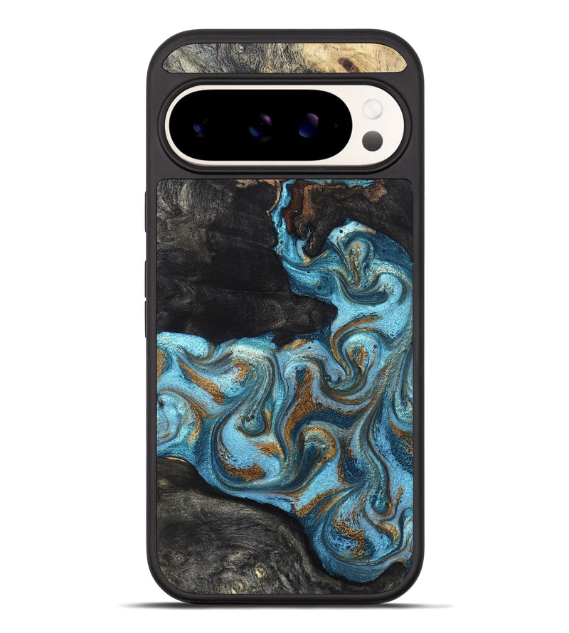 Pixel 10 Pro XL Wood Phone Case - Alden (Teal & Gold, 819355)