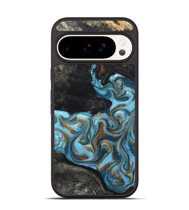 Pixel 9 Pro Wood Phone Case - Alden (Teal & Gold, 819355)