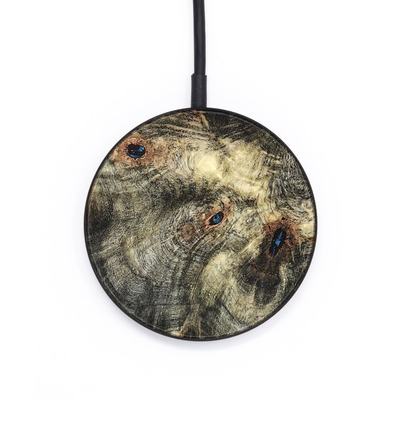 Circle Wood Wireless Charger - Meagan (Teal & Gold, 819356)