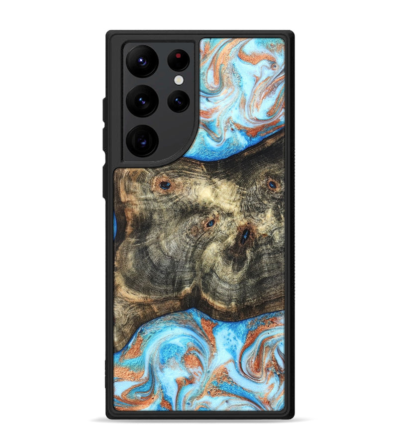 Galaxy S22 Ultra Wood Phone Case - Meagan (Teal & Gold, 819356)