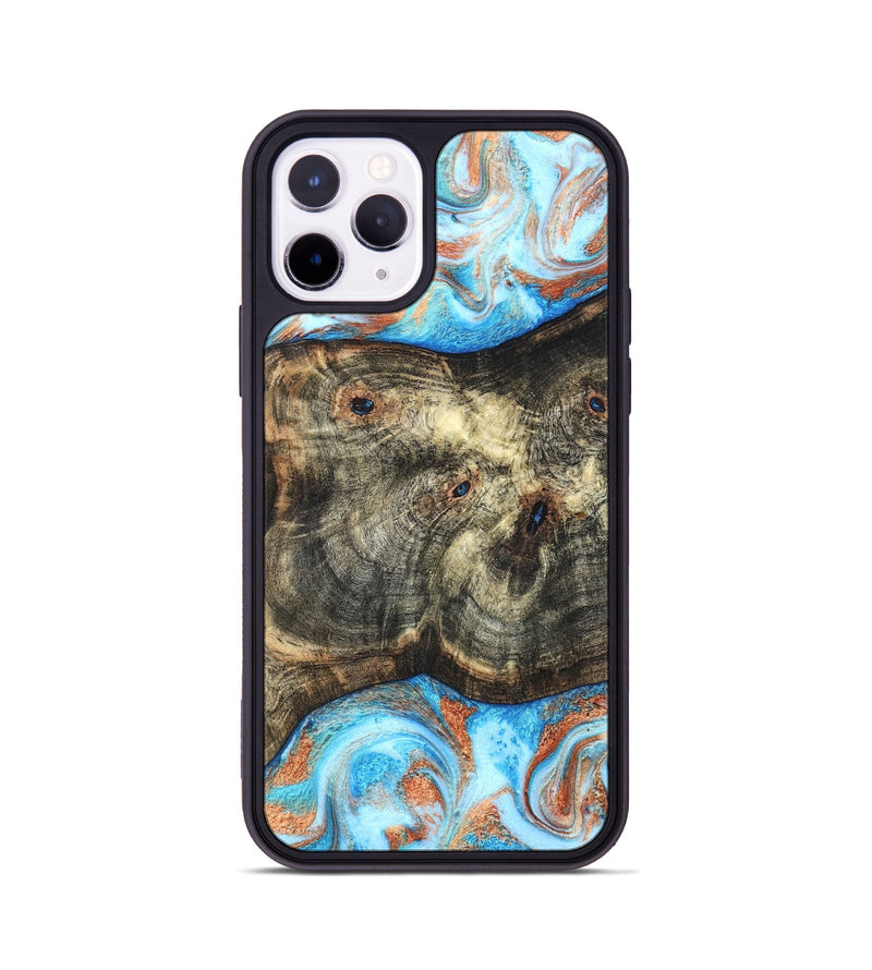 iPhone 11 Pro Wood Phone Case - Meagan (Teal & Gold, 819356)