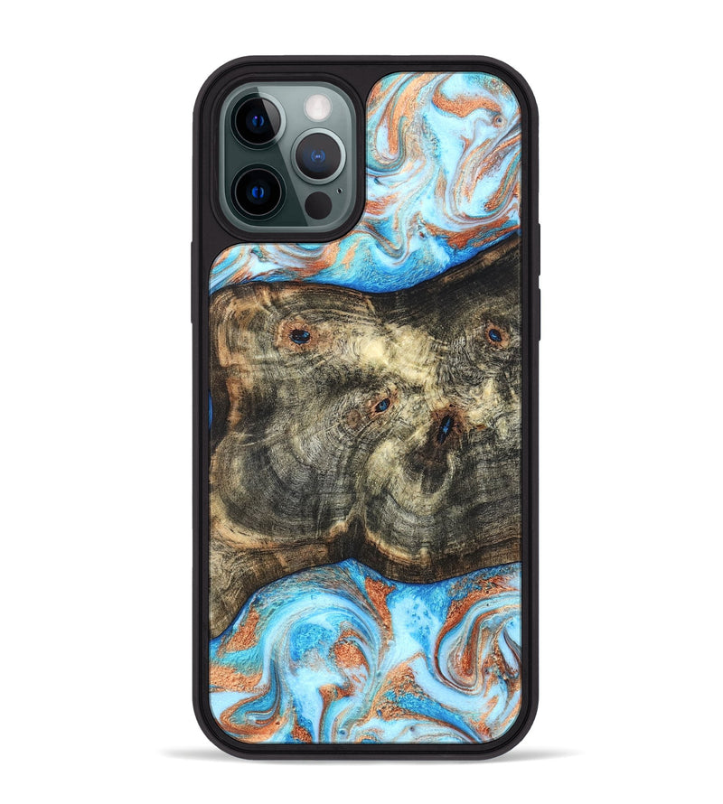 iPhone 12 Pro Max Wood Phone Case - Meagan (Teal & Gold, 819356)