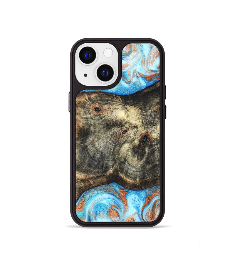 iPhone 13 mini Wood Phone Case - Meagan (Teal & Gold, 819356)