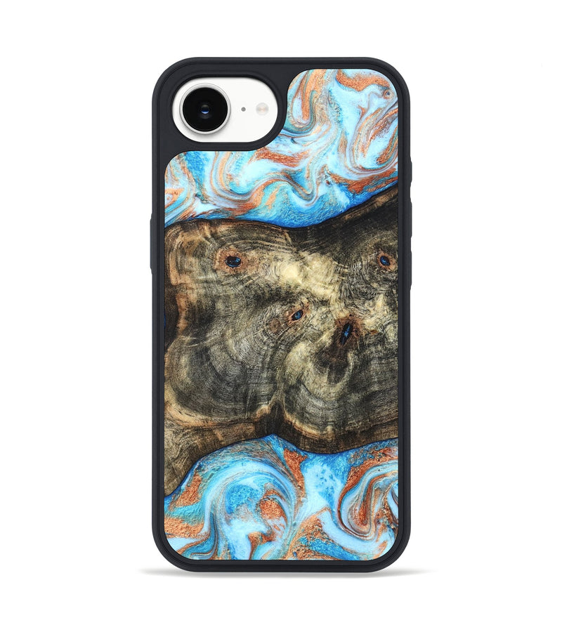 iPhone 16e Wood Phone Case - Meagan (Teal & Gold, 819356)