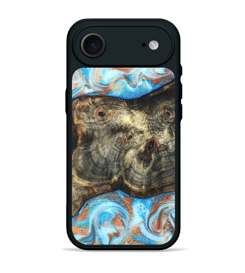iPhone 17 Air Wood Phone Case - Meagan (Teal & Gold, 819356)