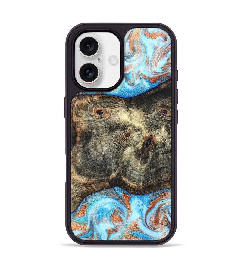 iPhone 17 Wood Phone Case - Meagan (Teal & Gold, 819356)