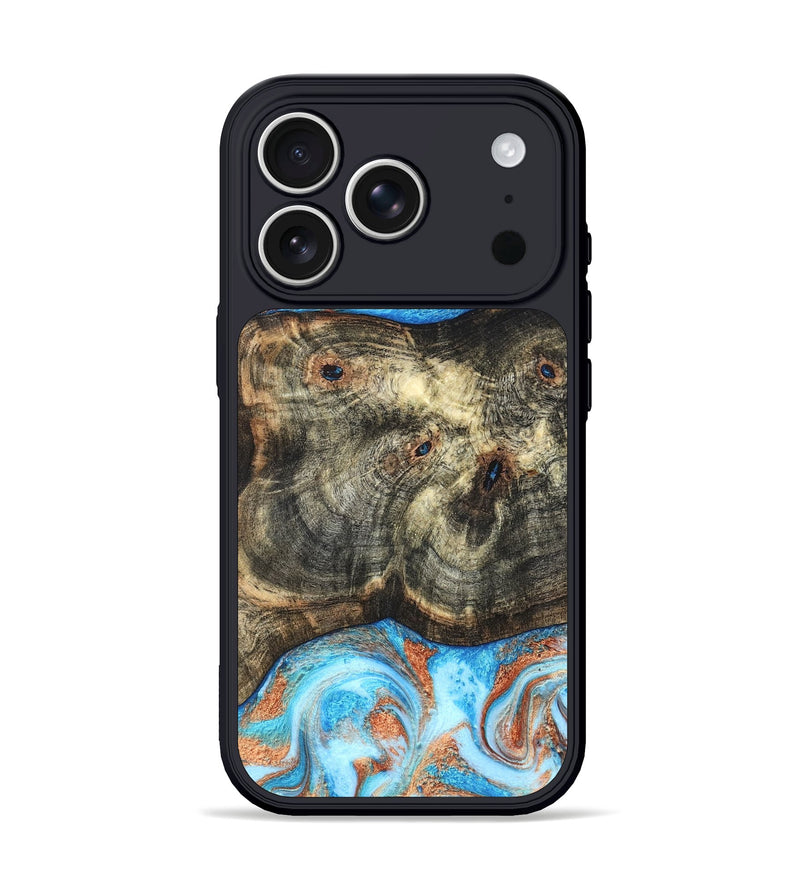 iPhone 17 Pro Wood Phone Case - Meagan (Teal & Gold, 819356)