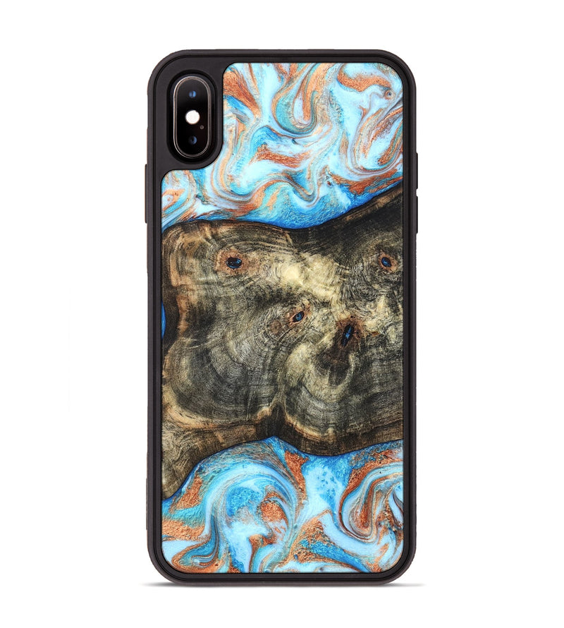 iPhone Xs Max Wood Phone Case - Meagan (Teal & Gold, 819356)