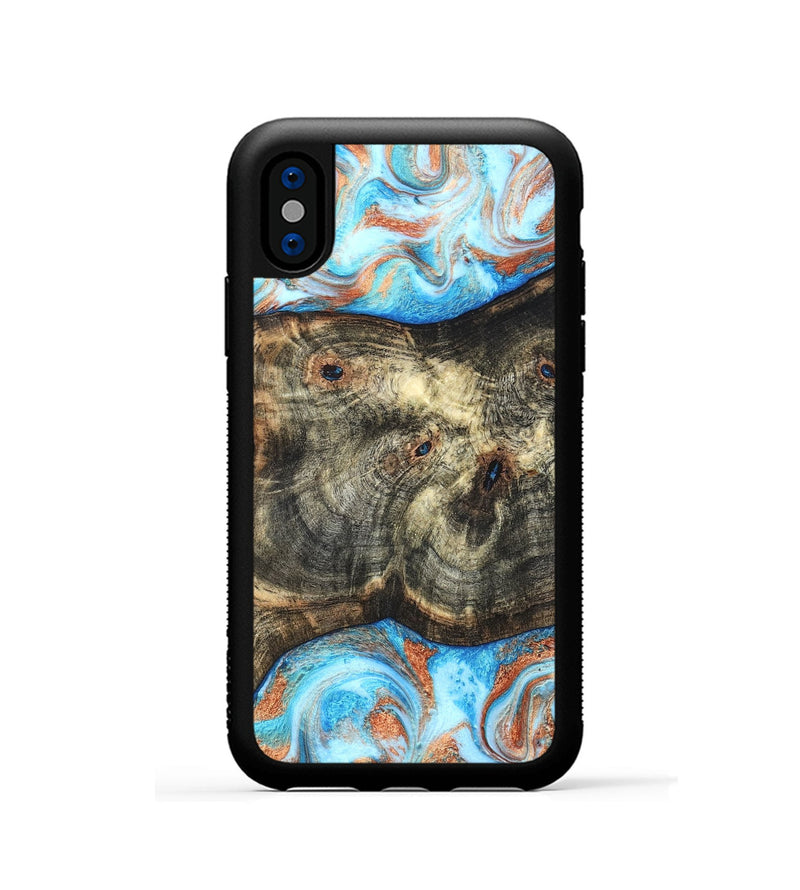iPhone Xs Wood Phone Case - Meagan (Teal & Gold, 819356)