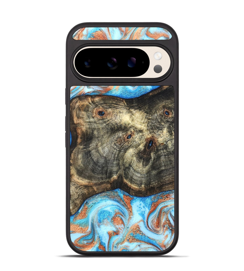 Pixel 10 Pro Wood Phone Case - Meagan (Teal & Gold, 819356)