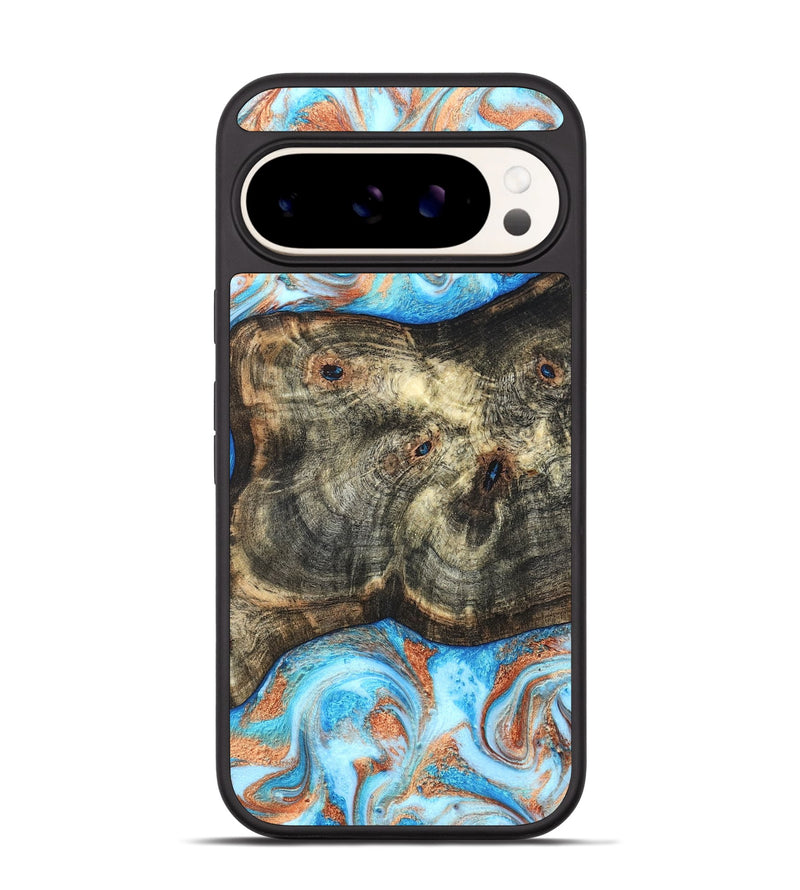 Pixel 9 Pro Wood Phone Case - Meagan (Teal & Gold, 819356)