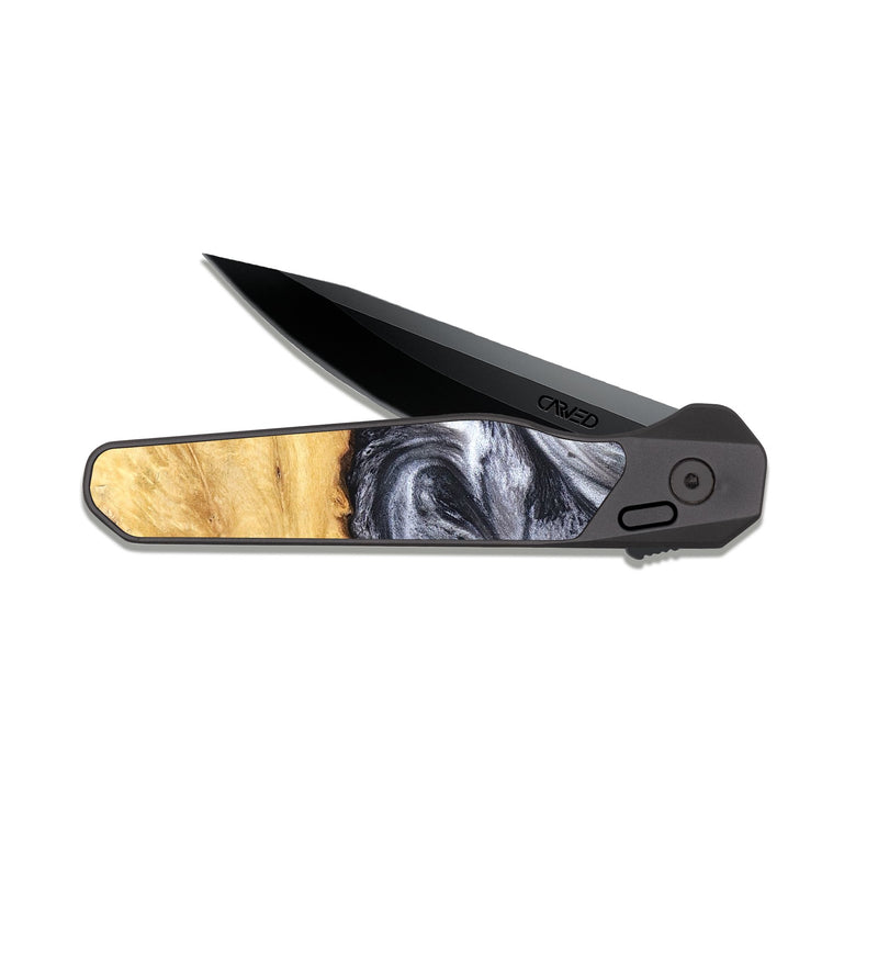 EDC Dark Slate Wood Pocket Knife - Coral (Black & White, 819363)