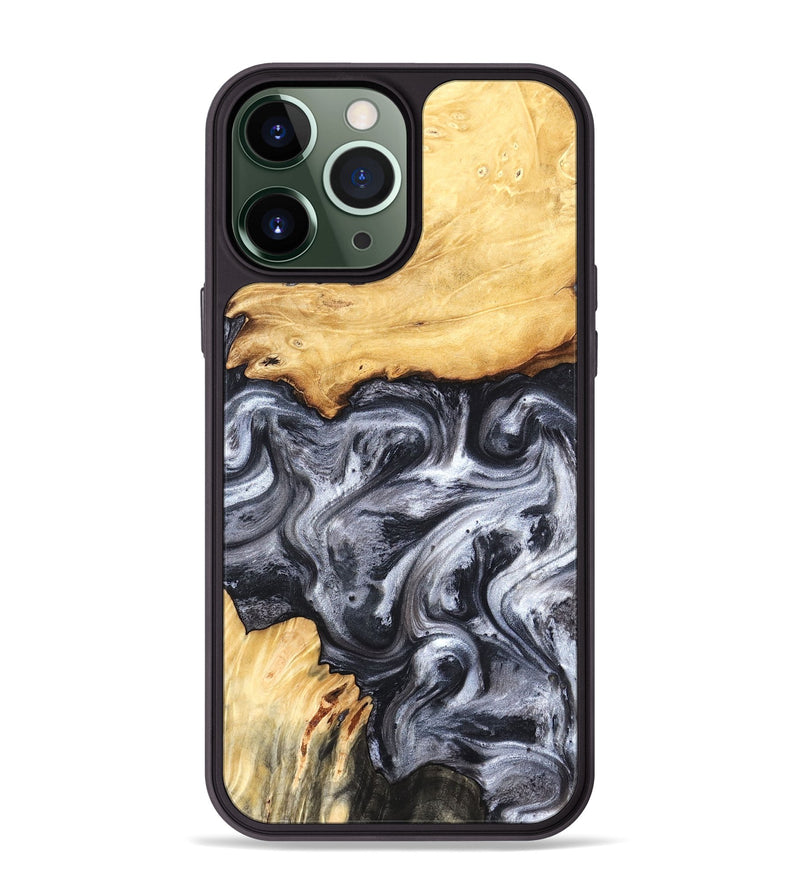 iPhone 13 Pro Max Wood Phone Case - Coral (Black & White, 819363)