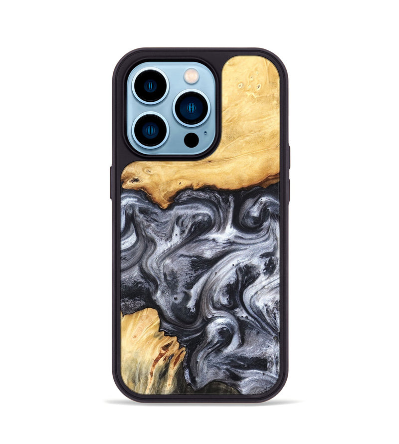 iPhone 14 Pro Wood Phone Case - Coral (Black & White, 819363)