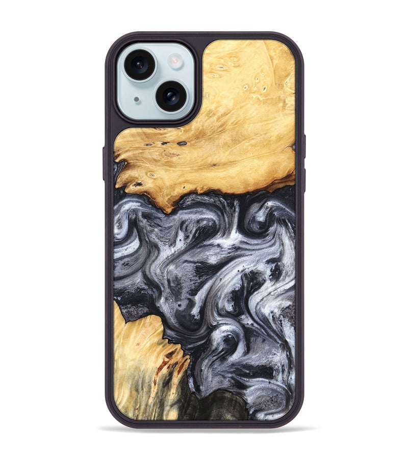 iPhone 15 Plus Wood Phone Case - Coral (Black & White, 819363)