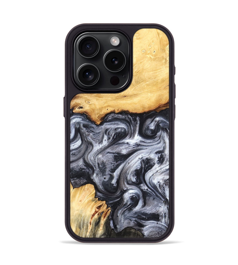 iPhone 15 Pro Wood Phone Case - Coral (Black & White, 819363)