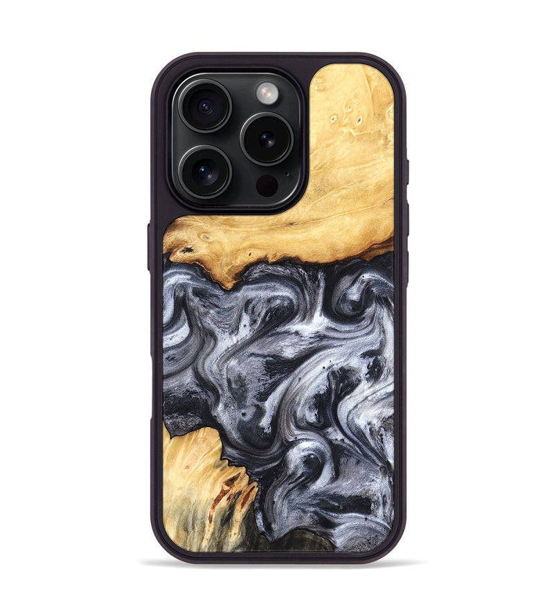 iPhone 16 Pro Wood Phone Case - Coral (Black & White, 819363)