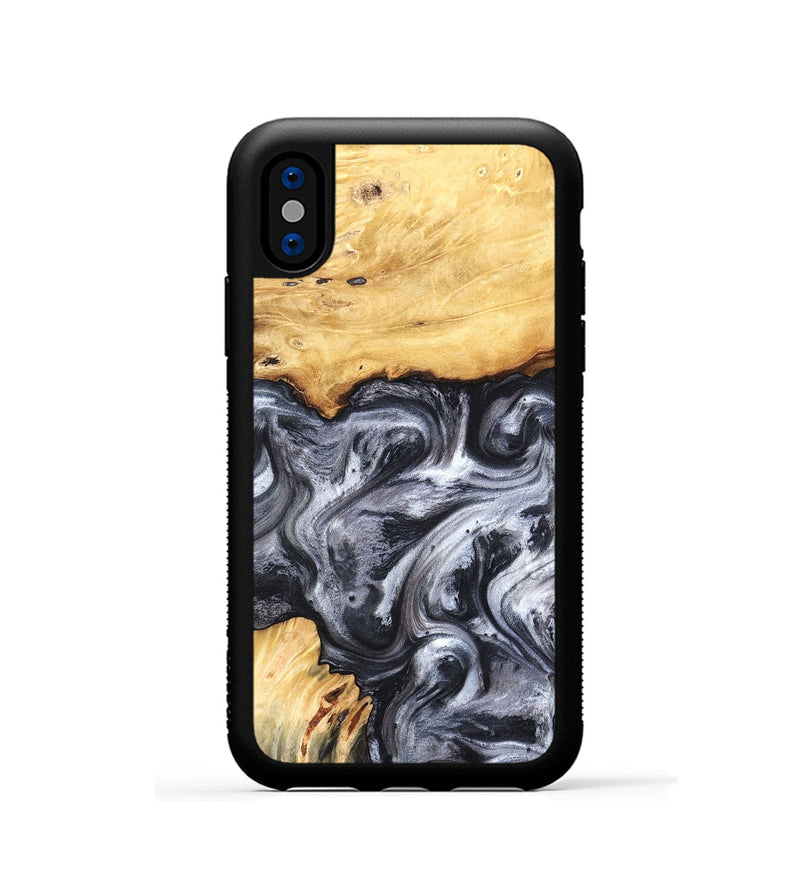 iPhone Xs Wood Phone Case - Coral (Black & White, 819363)