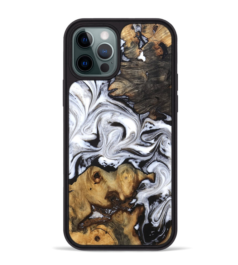 iPhone 12 Pro Max Wood Phone Case - Libbie (Black & White, 819364)