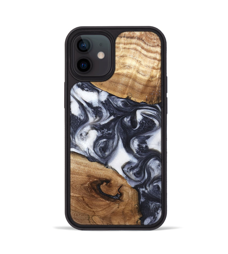 iPhone 12 Wood Phone Case - Anais (Black & White, 819365)