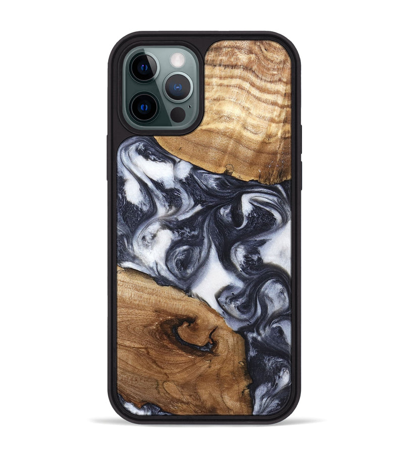 iPhone 12 Pro Max Wood Phone Case - Anais (Black & White, 819365)
