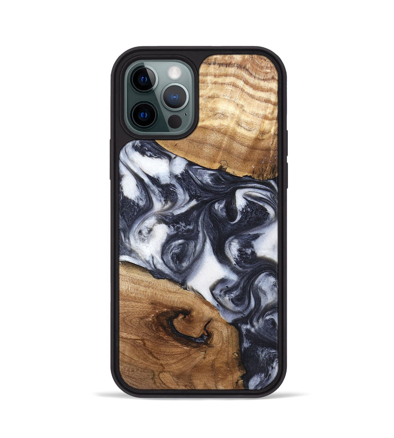 iPhone 12 Pro Wood Phone Case - Anais (Black & White, 819365)