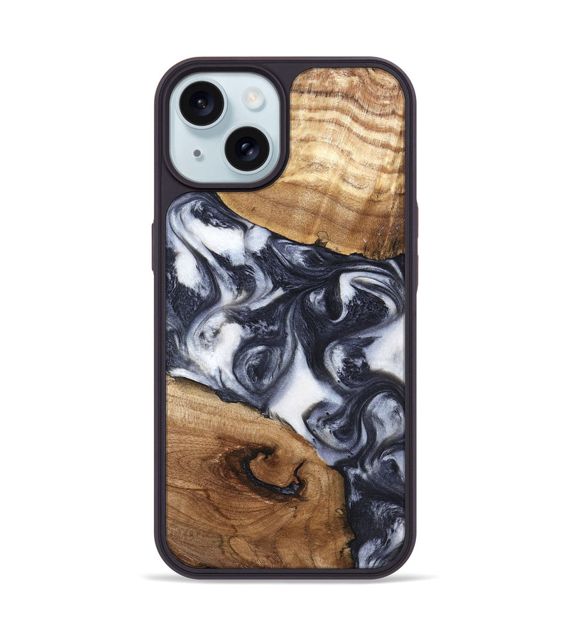 iPhone 15 Wood Phone Case - Anais (Black & White, 819365)