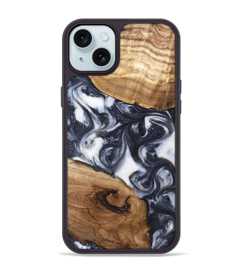 iPhone 15 Plus Wood Phone Case - Anais (Black & White, 819365)