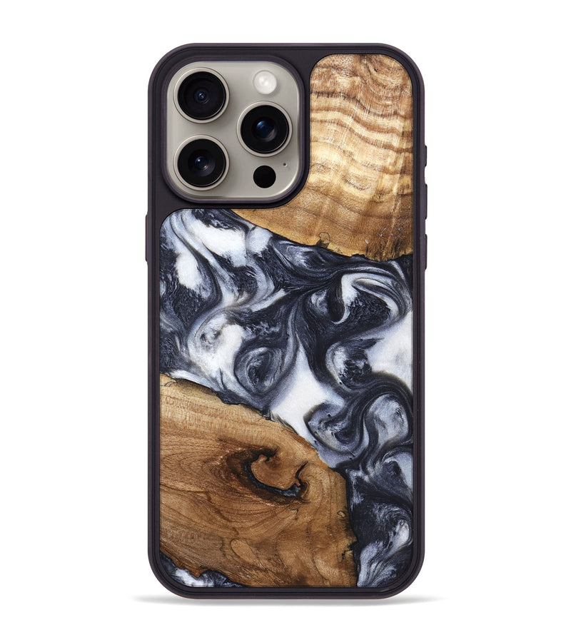 iPhone 15 Pro Max Wood Phone Case - Anais (Black & White, 819365)