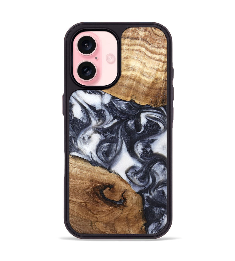 iPhone 16 Wood Phone Case - Anais (Black & White, 819365)