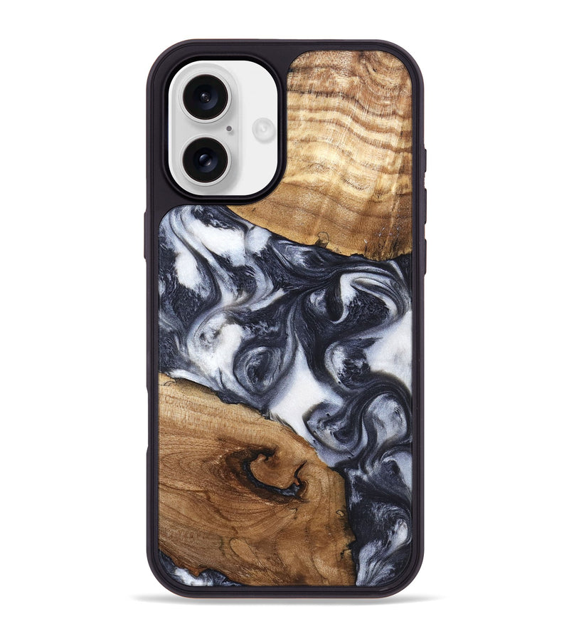 iPhone 16 Plus Wood Phone Case - Anais (Black & White, 819365)