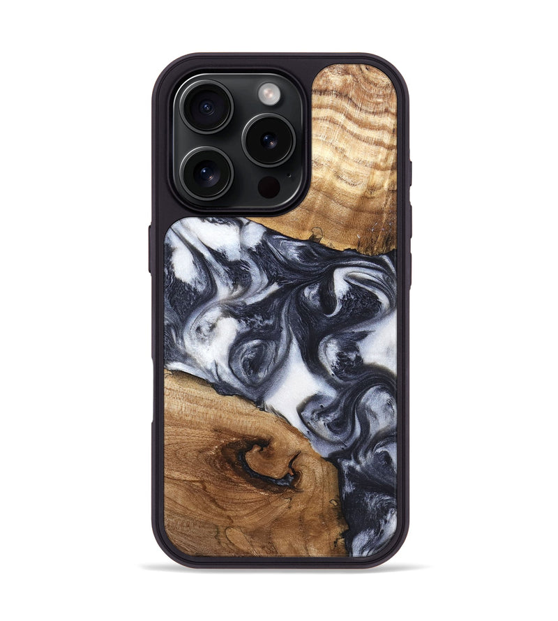 iPhone 16 Pro Wood Phone Case - Anais (Black & White, 819365)