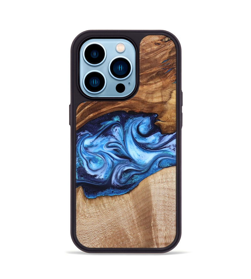 iPhone 14 Pro Wood Phone Case - Rylan (Blue, 819385)