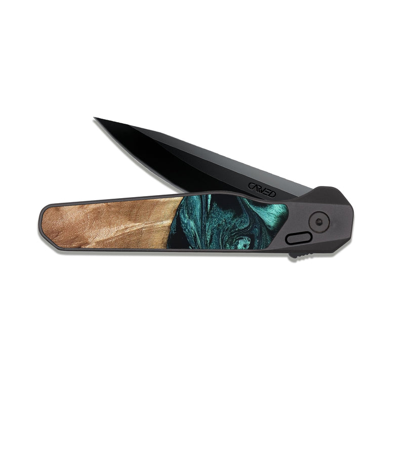 EDC Dark Slate Wood Pocket Knife - Denis (Blue, 819389)