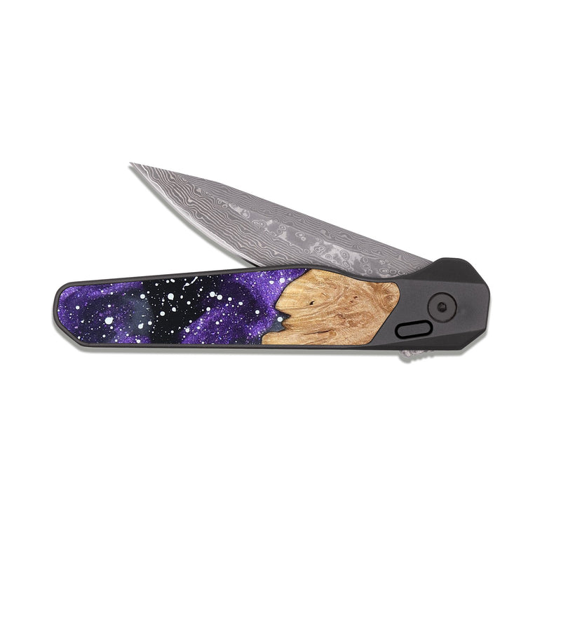 EDC Dark Damascus Wood Pocket Knife - Sid (Cosmos, 819400)