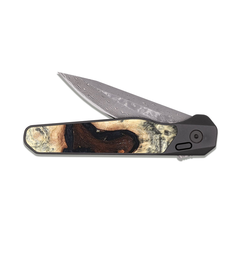 EDC Dark Damascus Wood Pocket Knife - Tomas (Wood Burl, 819411)