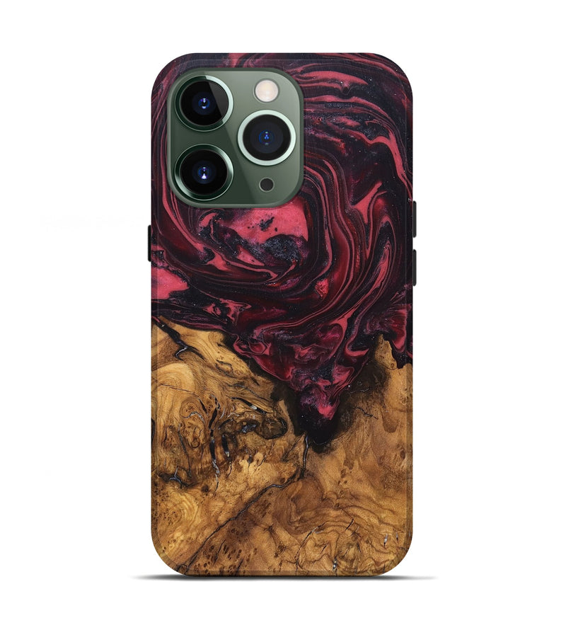 iPhone 13 Pro Wood Live Edge Phone Case - Mintie (Red, 819429)