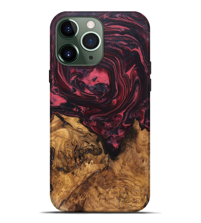 iPhone 13 Pro Max Wood Live Edge Phone Case - Mintie (Red, 819429)